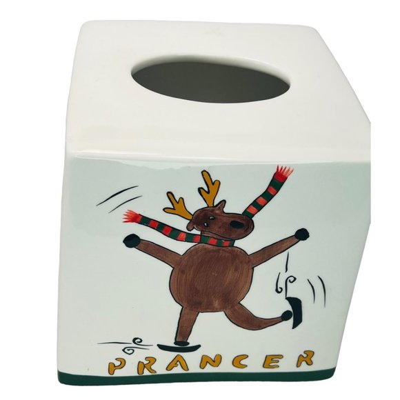 Vintage Certified International Ceramic "Prancer & Dasher" Tissue Box Cover - Picture 2 of 9